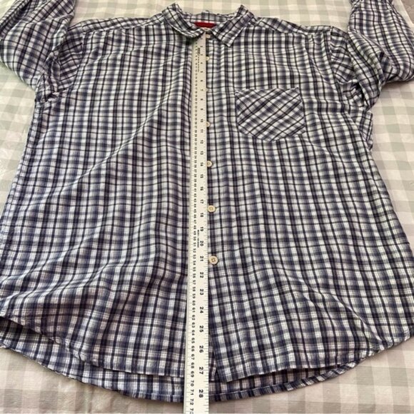 LEVI’S button down shirt light plaid 100% cotton blue white L long sleeves - Picture 6 of 9